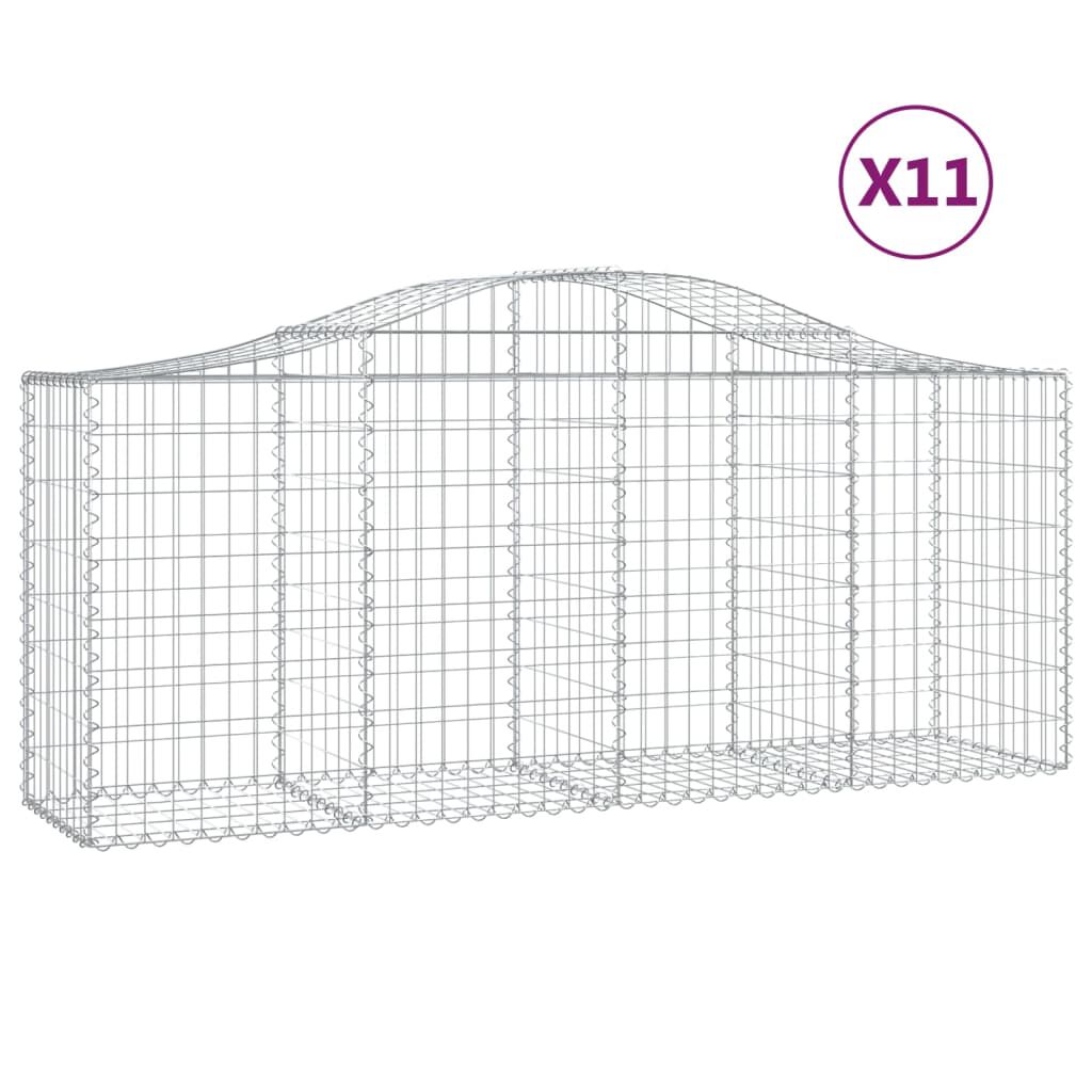 vidaXL Συρματοκιβώτια Τοξωτά 11 τεμ. 200x50x80/100 εκ. Γαλβαν. Ατσάλι
