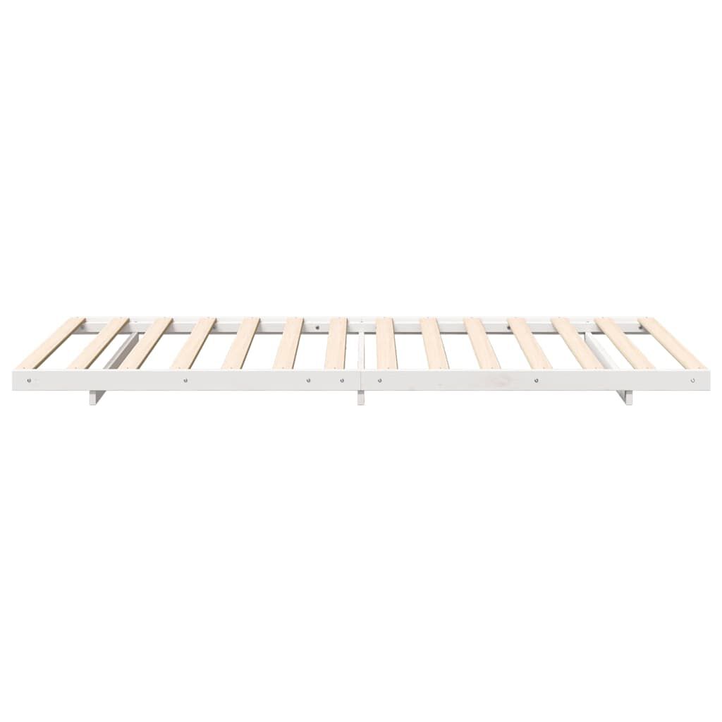 vidaXL Κρεβάτι δαπέδου Λευκό 100 x 220 cm Μασίφ ξύλο πεύκου