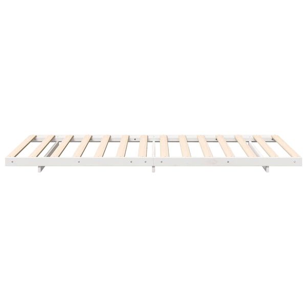 vidaXL Κρεβάτι δαπέδου Λευκό 100 x 220 cm Μασίφ ξύλο πεύκου