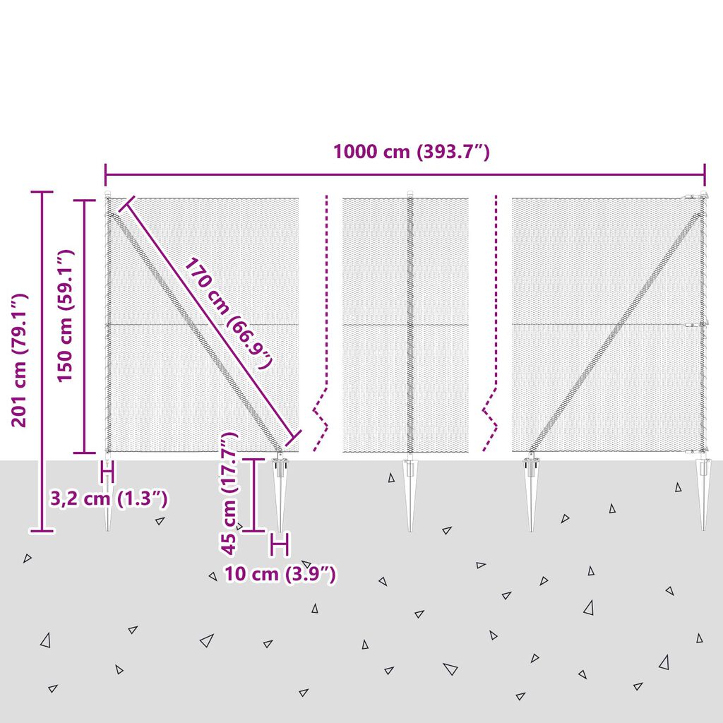 Φράχτης Hexagon vidaXL Πράσινος 1.5x10 μ Χάλυβας