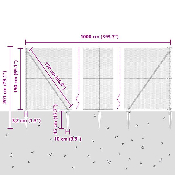 Φράχτης Hexagon vidaXL Πράσινος 1.5x10 μ Χάλυβας