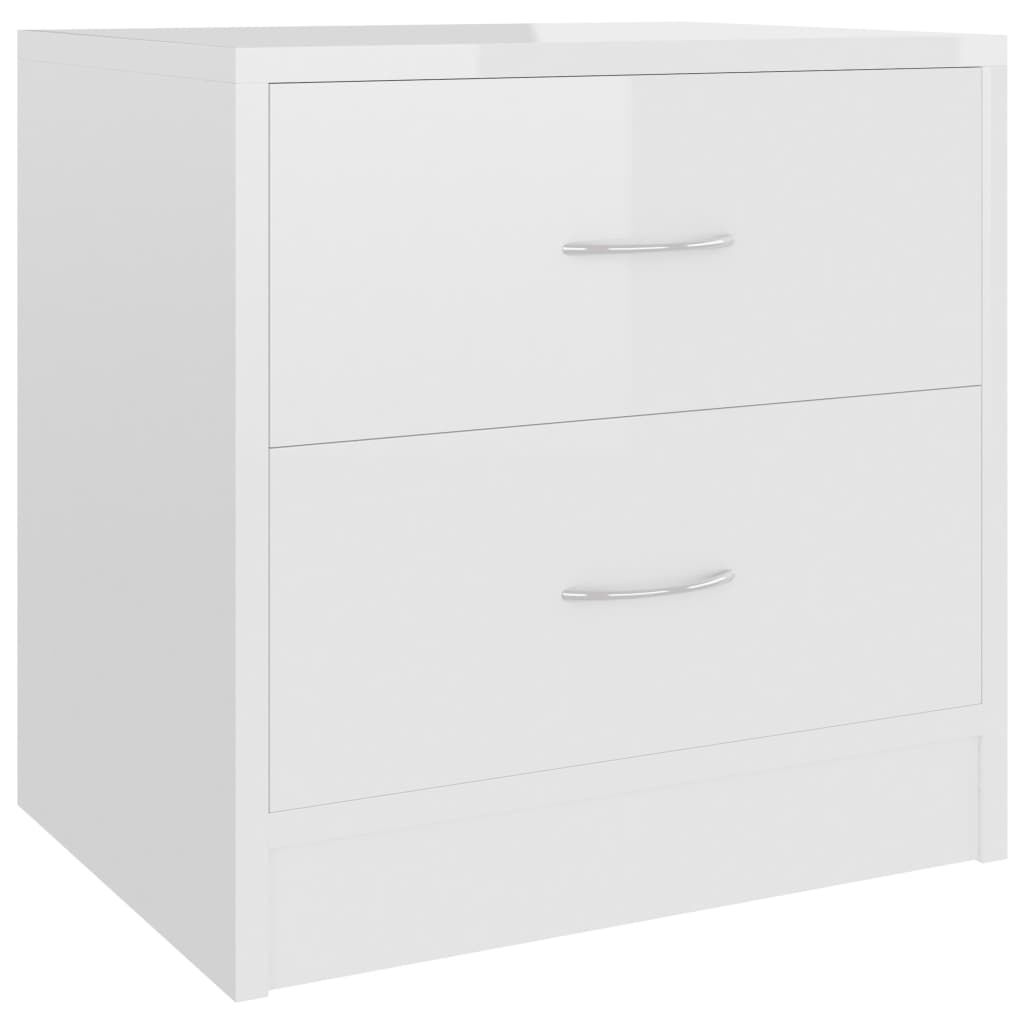 vidaXL Κομοδίνο Γυαλιστερό Λευκό 40 x 30 x 40 εκ. από Επεξ. Ξύλο