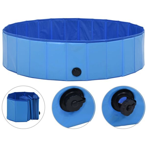 vidaXL Πισίνα για Σκύλους Πτυσσόμενη Μπλε 120 x 30 εκ. από PVC