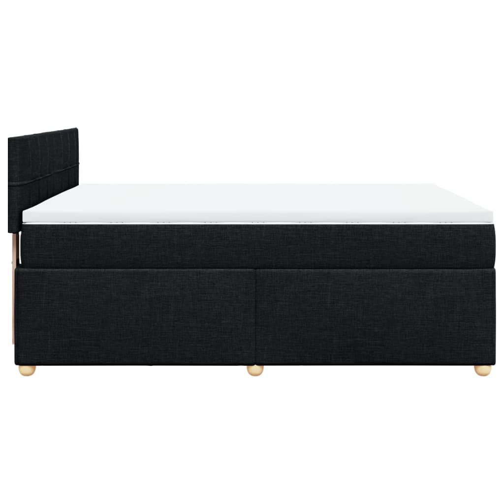 vidaXL Κρεβάτι Boxspring με Στρώμα Μαύρο 140x190 εκ. Υφασμάτινο
