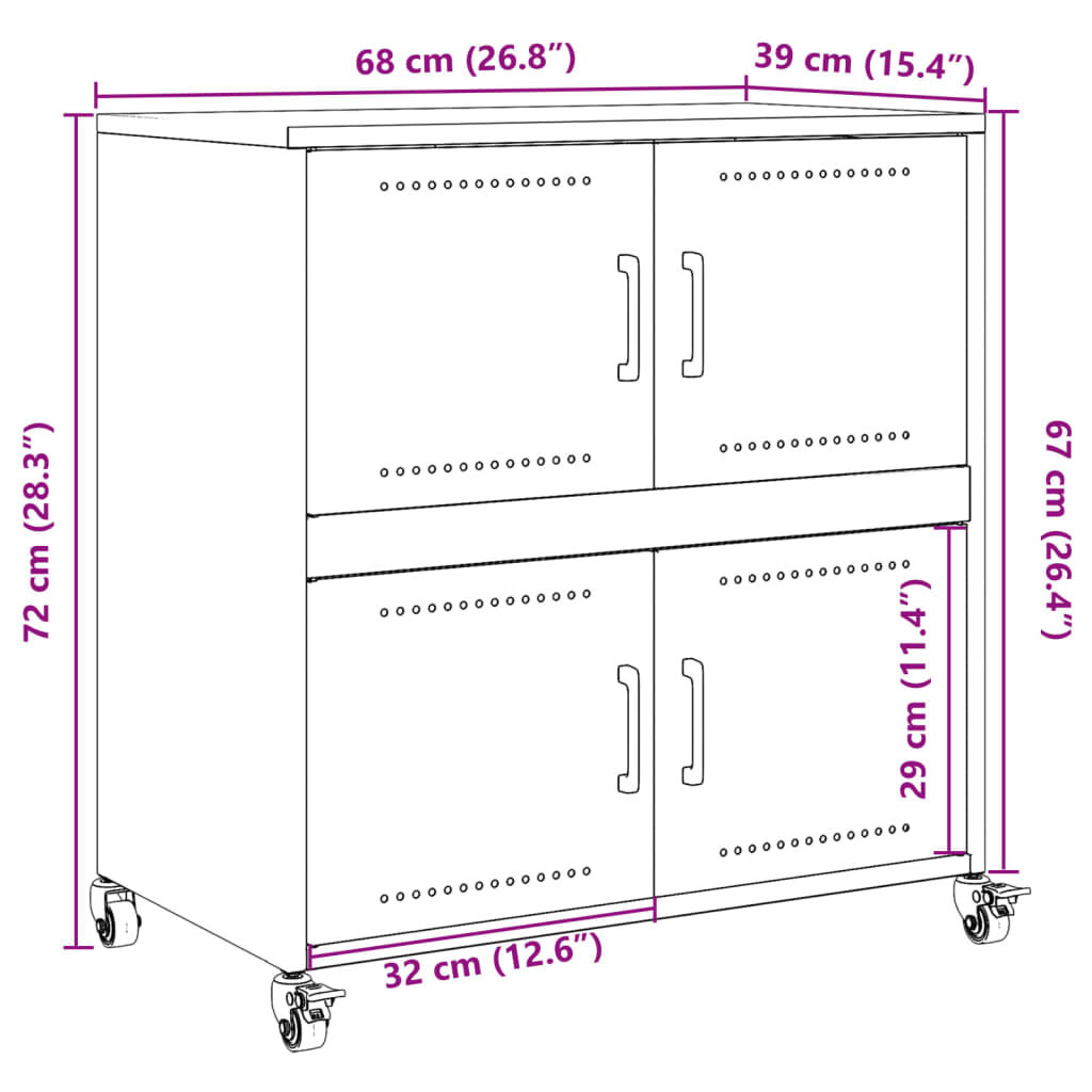 vidaXL Ντουλάπι Μαύρο 68x39x72 εκ. από Ατσάλι