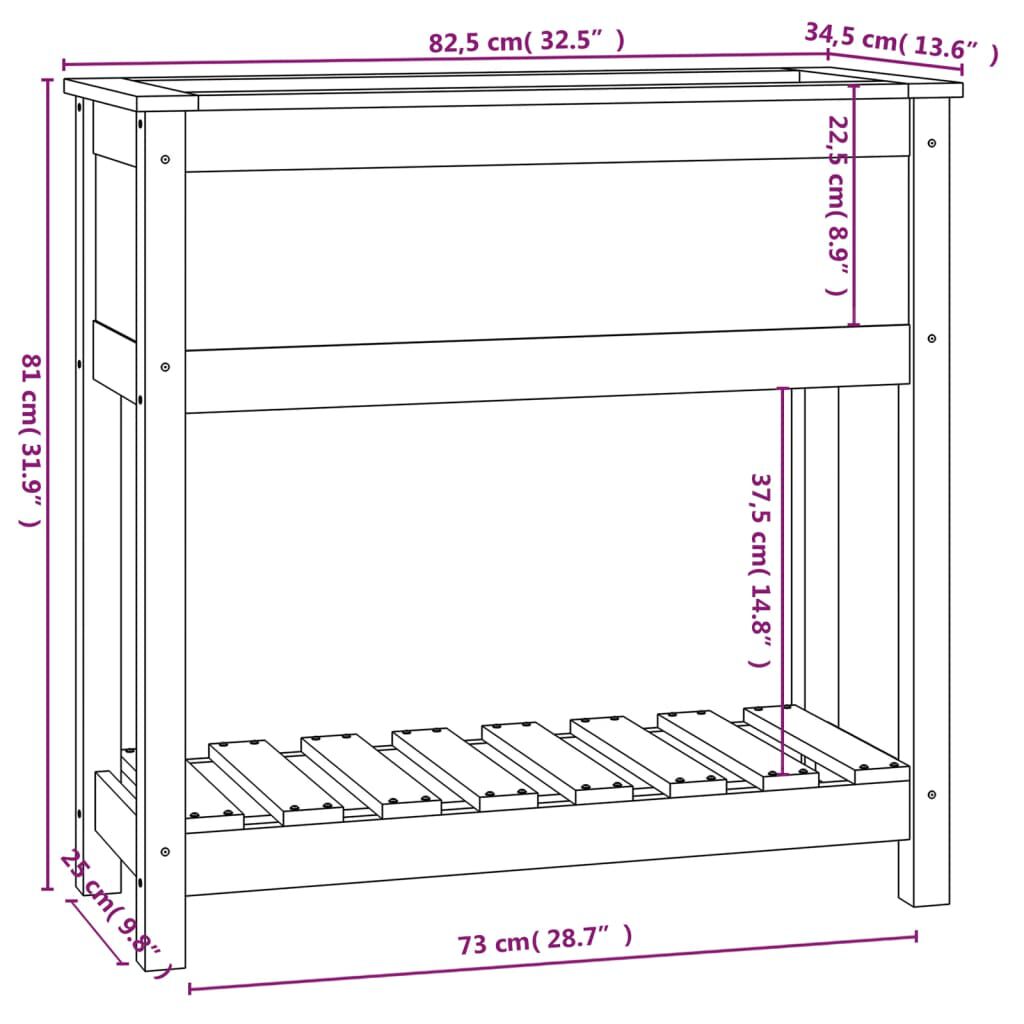 vidaXL Ζαρντινιέρα με Ράφι Λευκή 82,5x34,5x81 εκ. Μασίφ Ξύλο Πεύκου