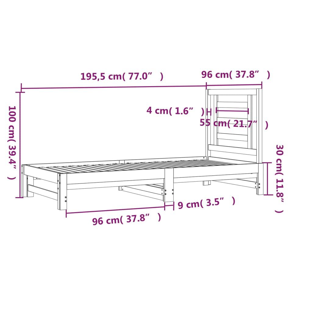 vidaXL Καναπές Κρεβάτι Συρόμενος 2x(90x190) εκ. Μασίφ Ξύλο Πεύκου