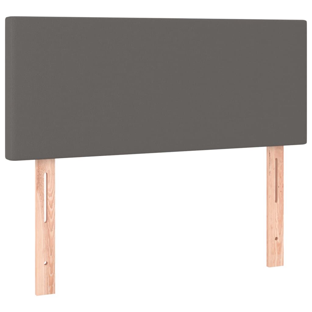 vidaXL Κρεβάτι Boxspring με Στρώμα Γκρι 90x190 εκ. από Συνθετικό Δέρμα