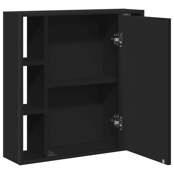 vidaXL Καθρέφτης Μπάνιου με Ντουλάπι Μαύρος 60x16x60 εκ. Επεξ. Ξύλο