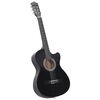 vidaXL Κιθάρα Western Classical Cutaway Σετ 12 Τεμ. 6 Χορδές Μαύρη 38"