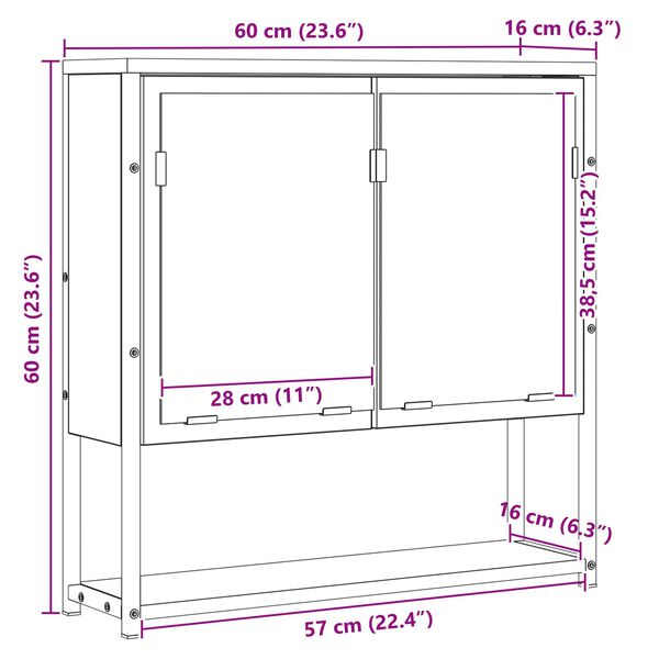 vidaXL Καθρέφτης Μπάνιου Μπεζ 60 x 16 x 60 εκ Επεξεργασμένο ξύλο
