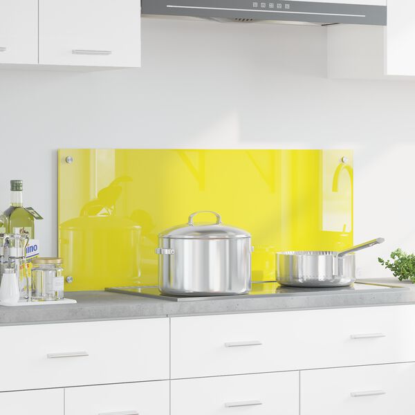 vidaXL Πίσω Πάνελ Κουζίνας Κίτρινο 100 x 40 x 0.6 εκ. σκληρυμένο γυαλί