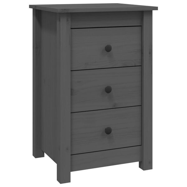 vidaXL Κομοδίνο Γκρι 40 x 35 x 61,5 εκ. από Μασίφ Ξύλο Πεύκου