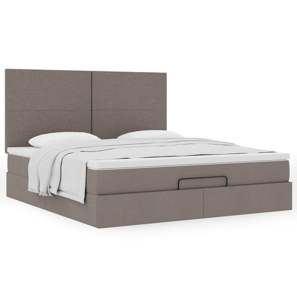 vidaXL Οθωμανικό κρεβάτι με στρώμα Taupe 160x200cm ύφασμα