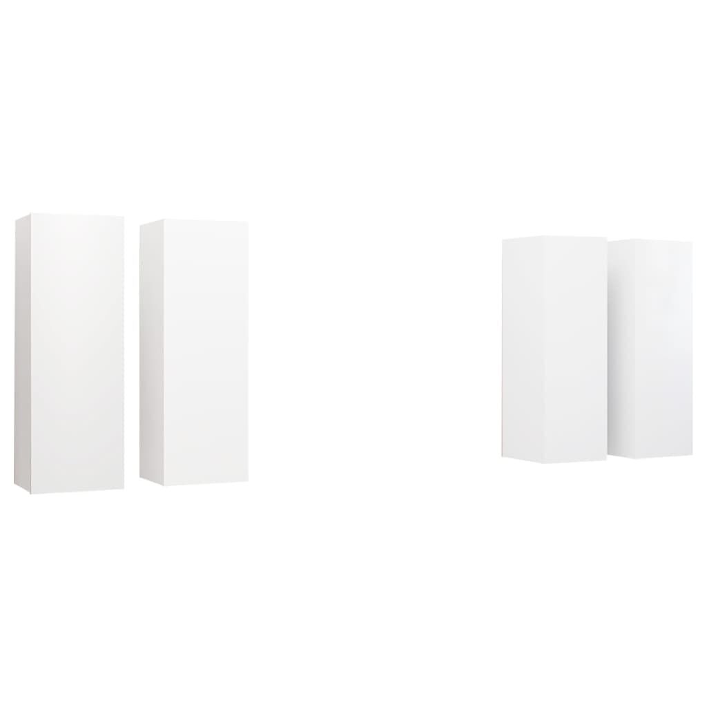 vidaXL Έπιπλα Τηλεόρασης 4 τεμ. Λευκά 30,5 x 30 x 90 εκ. Επεξ. Ξύλο