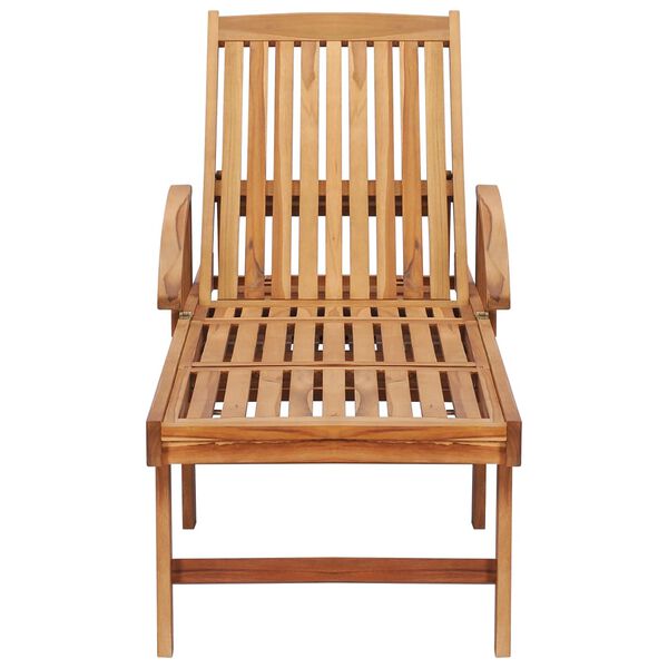 vidaXL Ξαπλώστρα από Μασίφ Ξύλο Teak με Τραπέζι και Μαξιλάρι