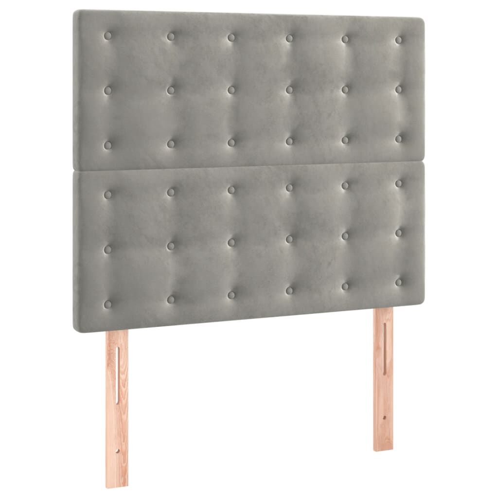 vidaXL Κρεβάτι Boxspring με Στρώμα Ανοιχτό Γκρι 90x190 εκ. Βελούδινο
