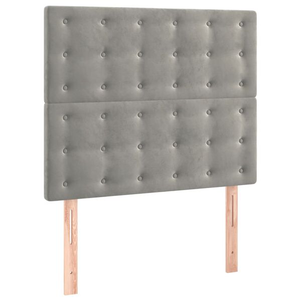 vidaXL Κρεβάτι Boxspring με Στρώμα Ανοιχτό Γκρι 90x190 εκ. Βελούδινο