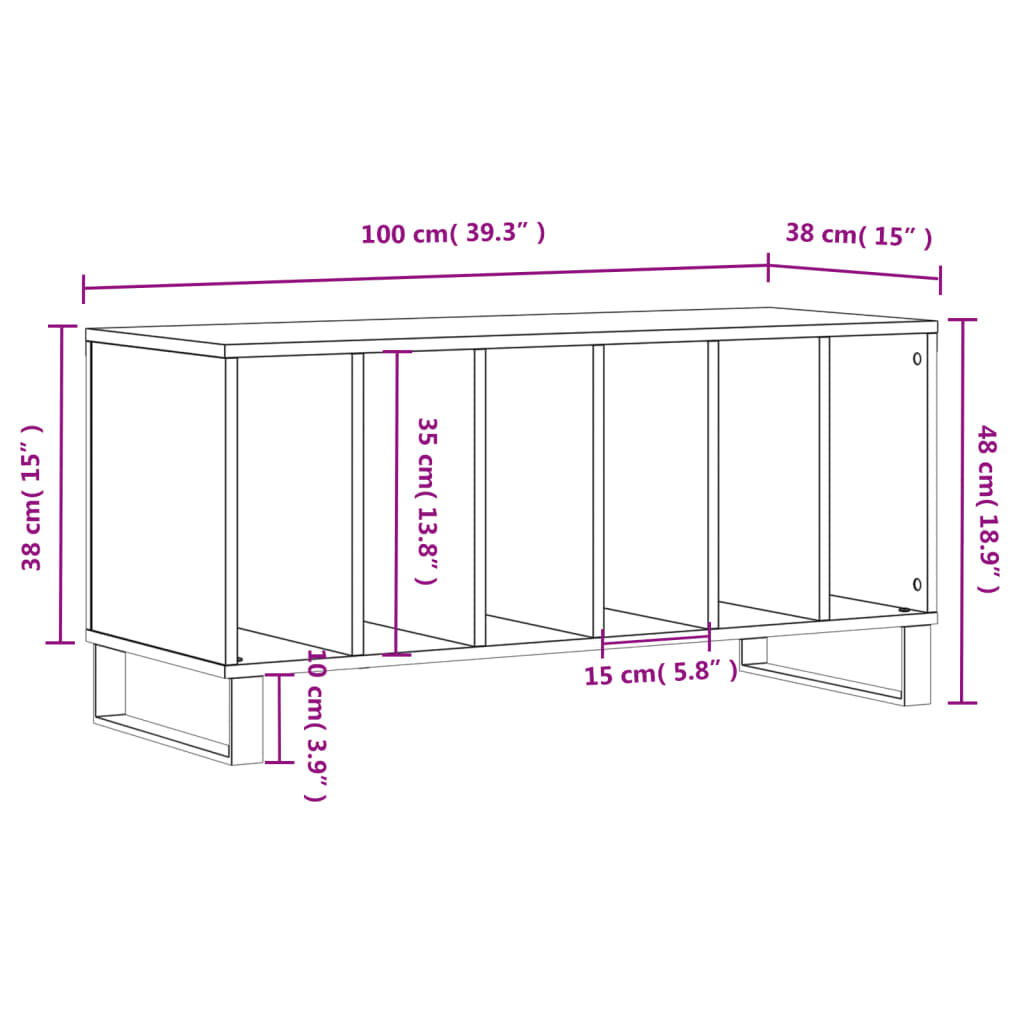 vidaXL Έπιπλο Δίσκων Γκρι Sonoma 100x38x48 εκ. από Επεξεργασμένο Ξύλο