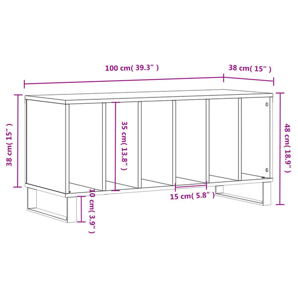 vidaXL Έπιπλο Δίσκων Γκρι Sonoma 100x38x48 εκ. από Επεξεργασμένο Ξύλο