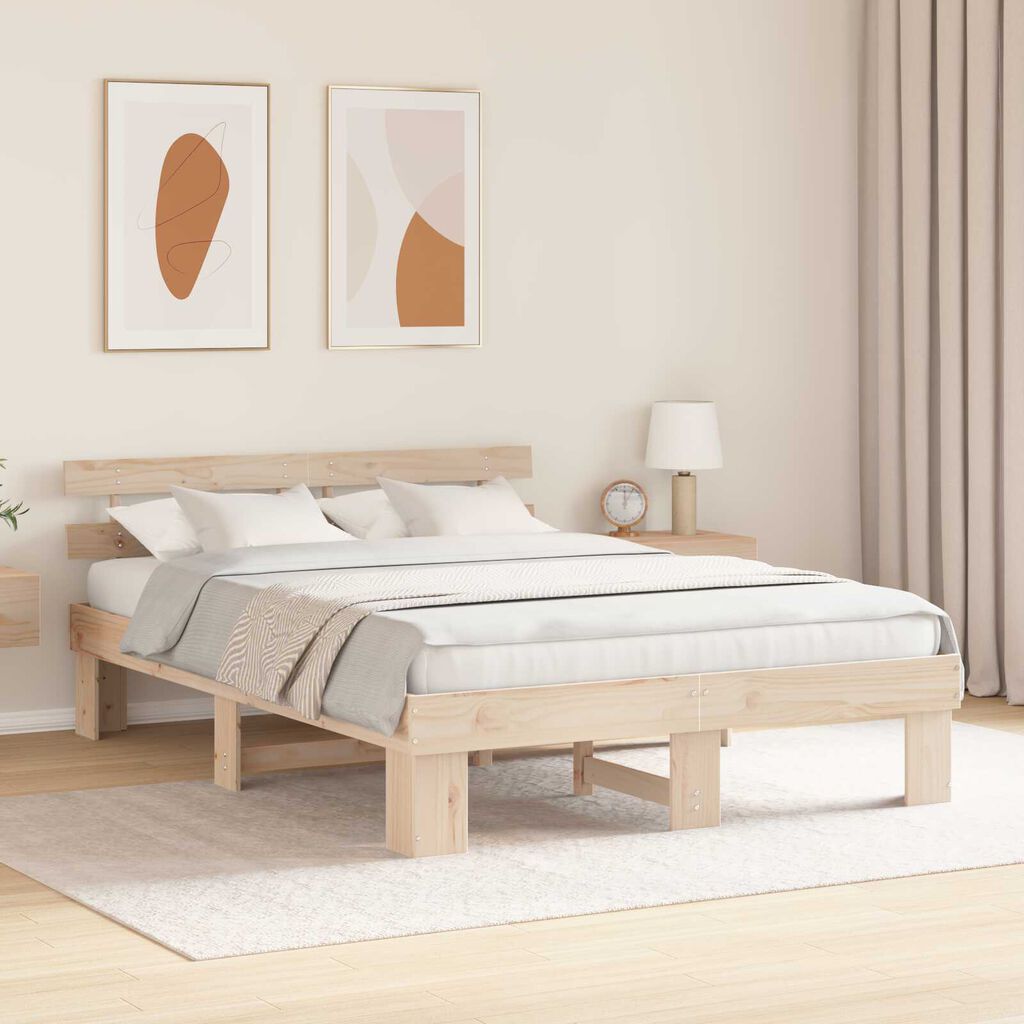 vidaXL Σκελετός Κρεβατιού Καφέ 140 x 200 cm Μασίφ ξύλο πεύκου