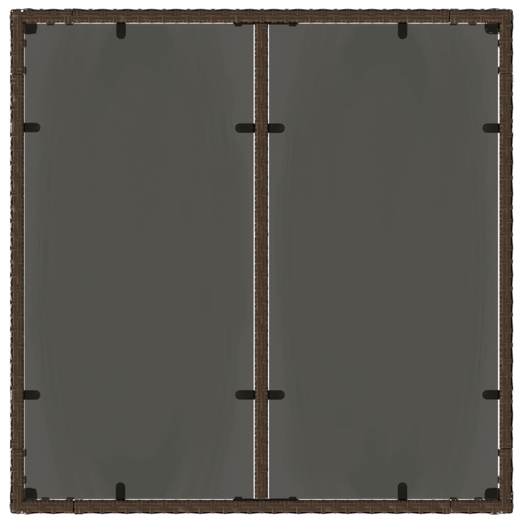 vidaXL Τραπέζι Κήπου με Γυάλινη Επιφάνεια Καφέ 90x90x75 εκ Συνθ. Ρατάν