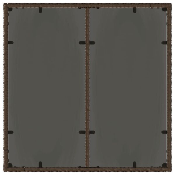 vidaXL Τραπέζι Κήπου με Γυάλινη Επιφάνεια Καφέ 90x90x75 εκ Συνθ. Ρατάν