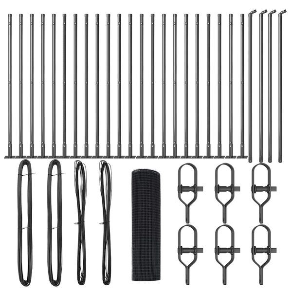 vidaXL Φράχτης με Στήλες. Γκρι 0.8 x 100 μ Ατσάλι