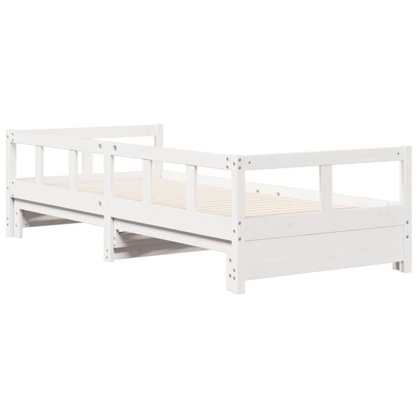 vidaXL Καναπές Κρεβάτι Χωρίς Στρώμα Λευκό 90x190 εκ. Μασίφ Ξύλο Πεύκου