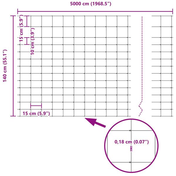 vidaXL Φράχτης 1.4 x 50μ από Γαλβανισμένο Χάλυβα