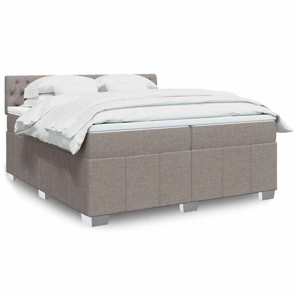 vidaXL &Kappa;&rho;&epsilon;&beta;ά&tau;&iota; Boxspring &mu;&epsilon; &Sigma;&tau;&rho;ώ&mu;&alpha; Taupe 200x200 &epsilon;&kappa;. &Upsilon;&phi;&alpha;&sigma;&mu;ά&tau;&iota;&nu;&omicron;