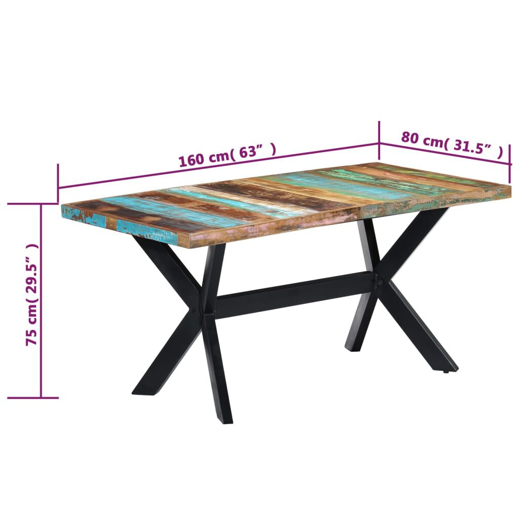 vidaXL Τραπεζαρία 160 x 80 x 75 εκ. από Μασίφ Ανακυκλωμένο Ξύλο