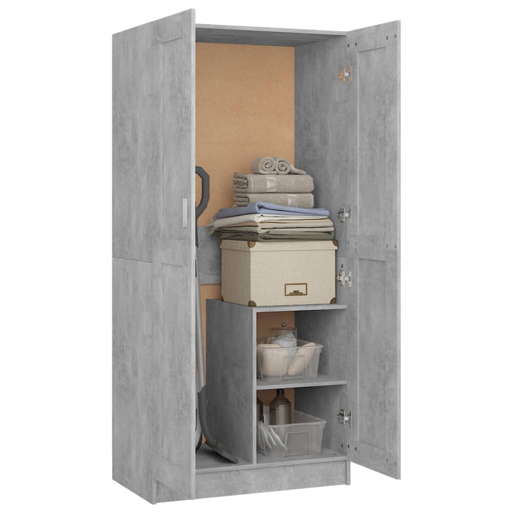 vidaXL Ντουλάπα Γκρι Σκυροδέματος 85,2 x 51,5 x 180 εκ από Επεξ. Ξύλο