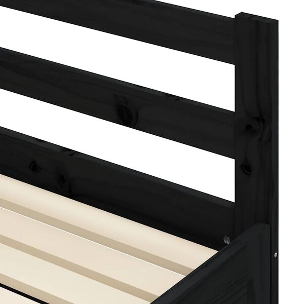 vidaXL Καναπές Κρεβάτι Συρόμενος Μαύρος 80 x 200 εκ. Μασίφ Ξύλο Πεύκου