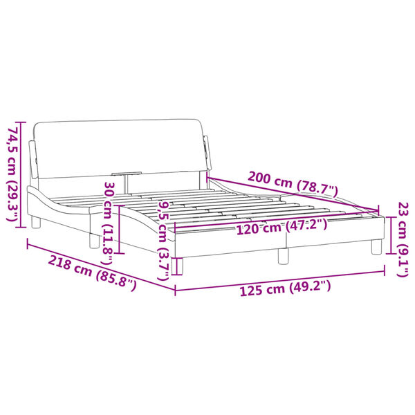 vidaXL Πλαίσιο Κρεβατιού με Κεφαλάρι Καφέ 120x200 εκ. Συνθετικό Δέρμα