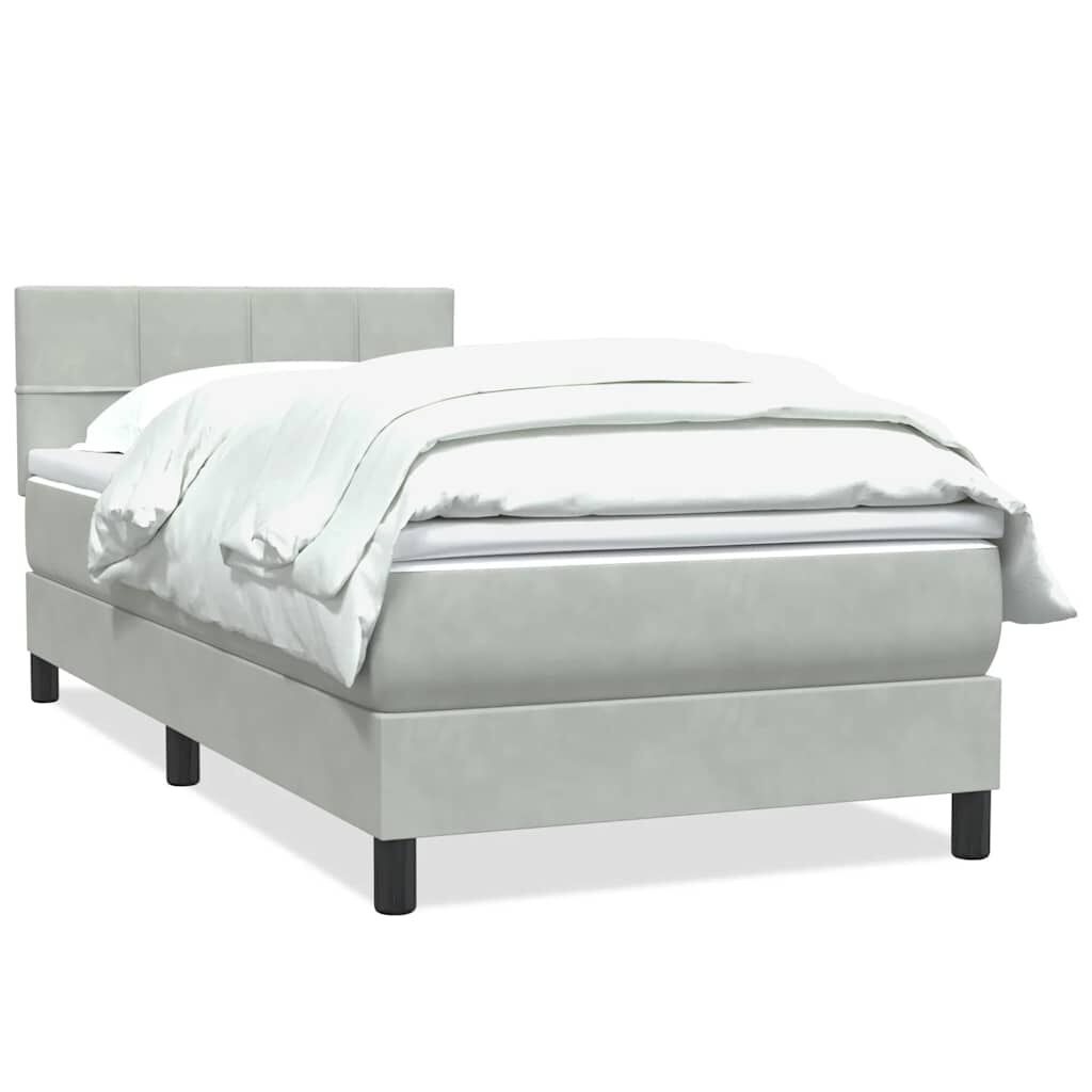 vidaXL Box Spring κρεβάτι με στρώμα ανοιχτό γκρι 80x220 cm Βελούδινο