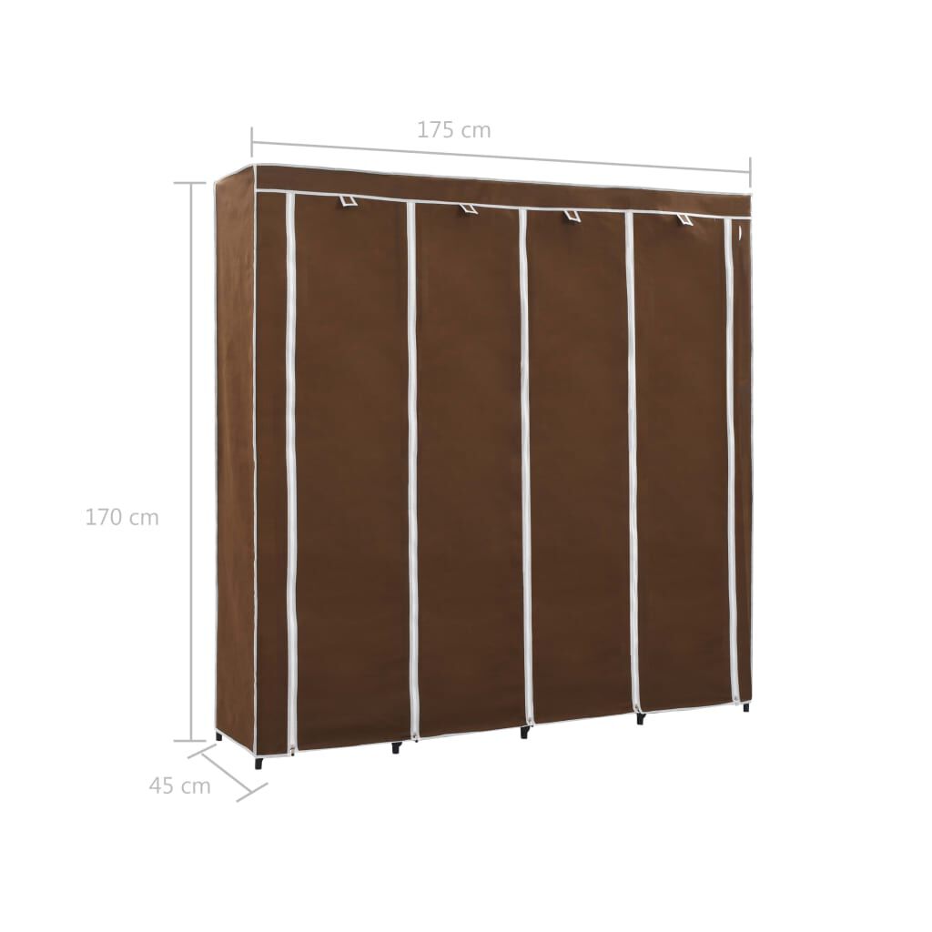vidaXL Ντουλάπα με 4 Αποθηκευτικά Τμήματα Καφέ 175 x 45 x 170 εκ.