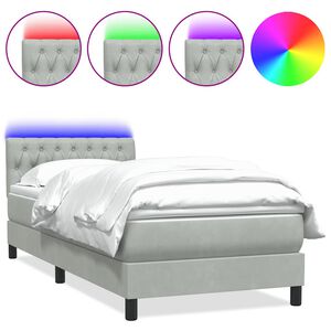 vidaXL &Kappa;&rho;&epsilon;&beta;ά&tau;&iota; Boxspring &mu;&epsilon; &Sigma;&tau;&rho;ώ&mu;&alpha; & LED &alpha;&nu;&omicron;&iota;&chi;&tau;ό &gamma;&kappa;&rho;&iota; 90x220 &epsilon;&kappa;. &Beta;&epsilon;&lambda;&omicron;ύ&delta;&iota;&nu;&omicron;