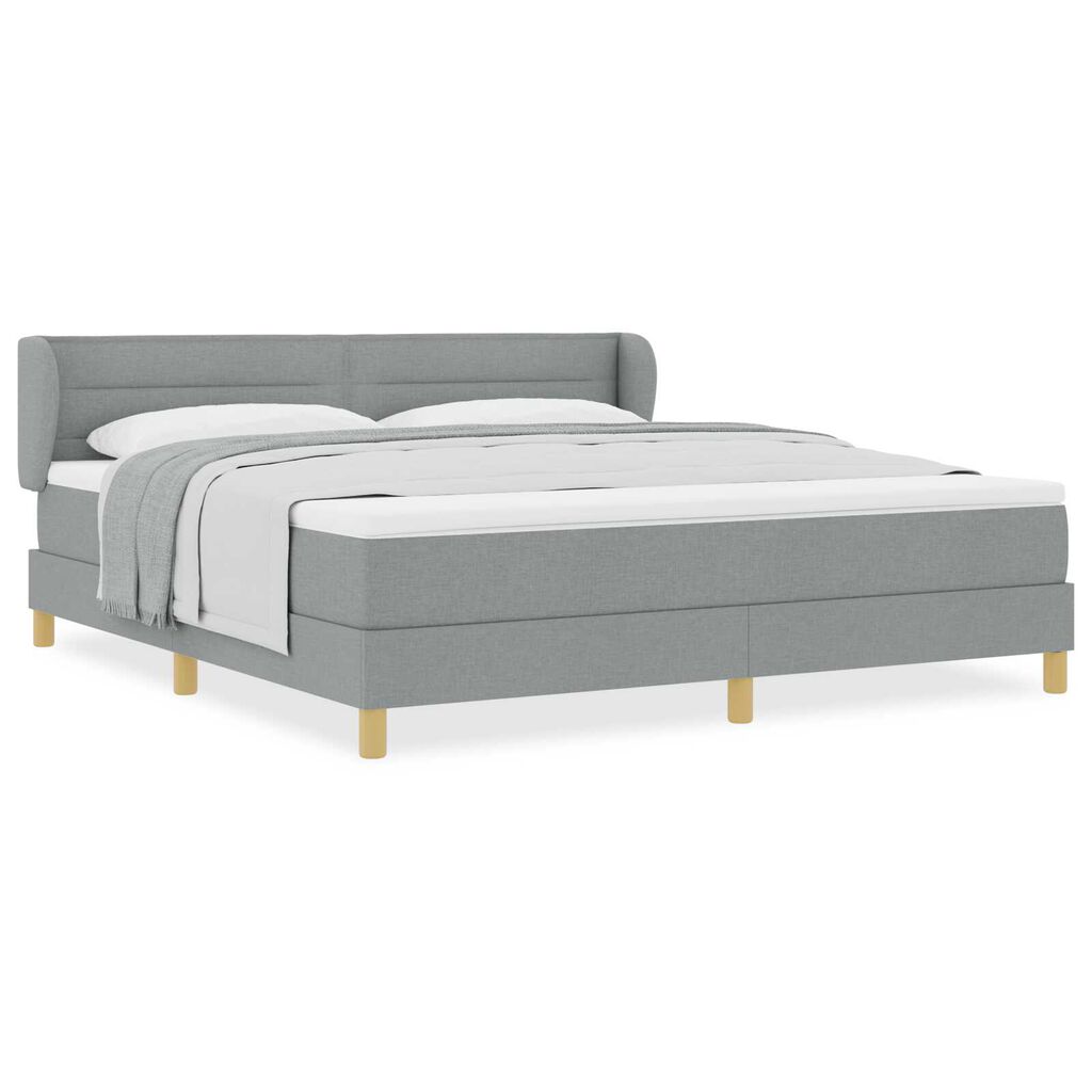 Κρεβάτι Box Spring VidaXL με Στρώμα σε Ανοιχτό Γκρι 180x200 εκ. Ύφασμα