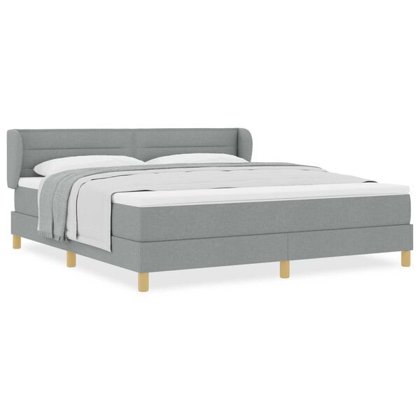 Κρεβάτι Box Spring VidaXL με Στρώμα σε Ανοιχτό Γκρι 180x200 εκ. Ύφασμα