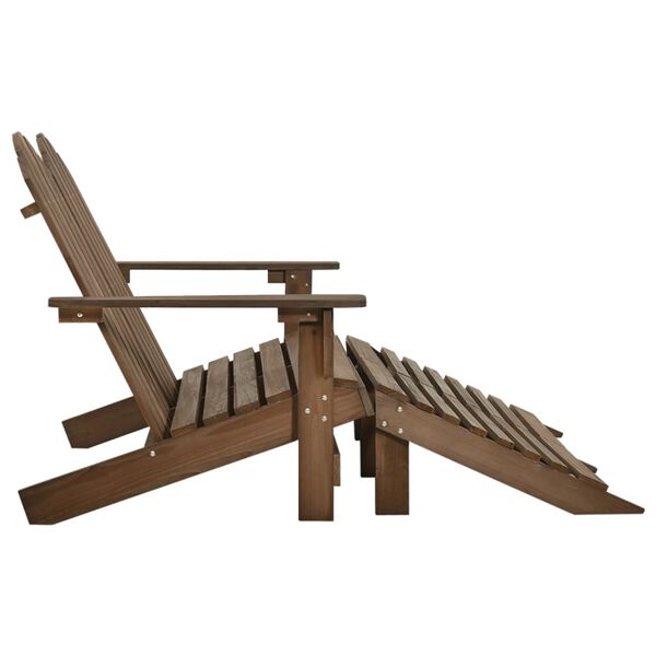 vidaXL Καρέκλα Κήπου Adirondack Διθέσια Καφέ Ξύλο Ελάτης & Υποπόδιο