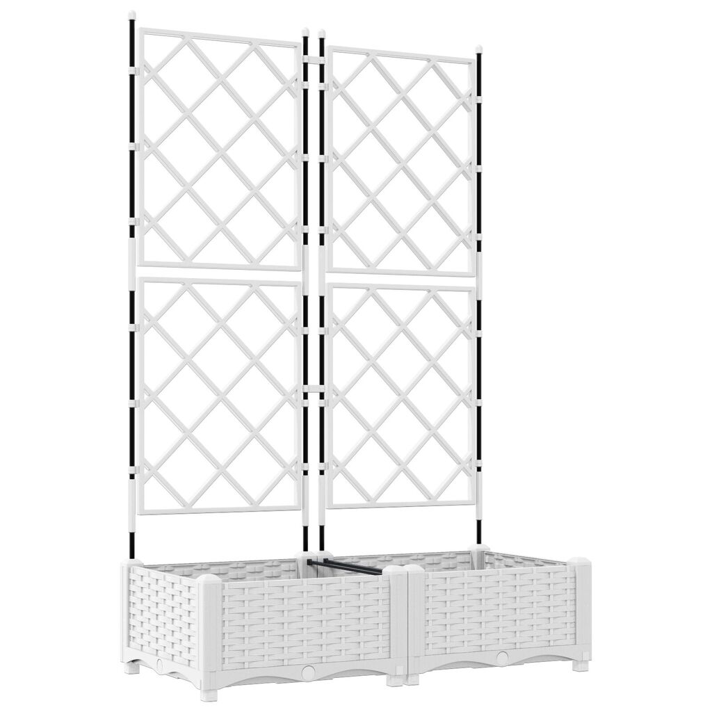 vidaXL Γλάστρα Κήπου με Στήριγμα 2 τεμ Λευκή 80x40x125.5 εκ