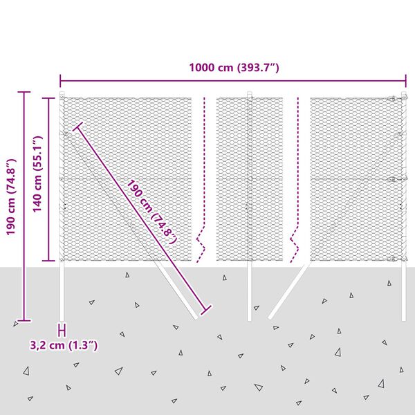 vidaXL Πολυγωνικός Φράκτης Πράσινο 1,4x10 μ Χάλυβας