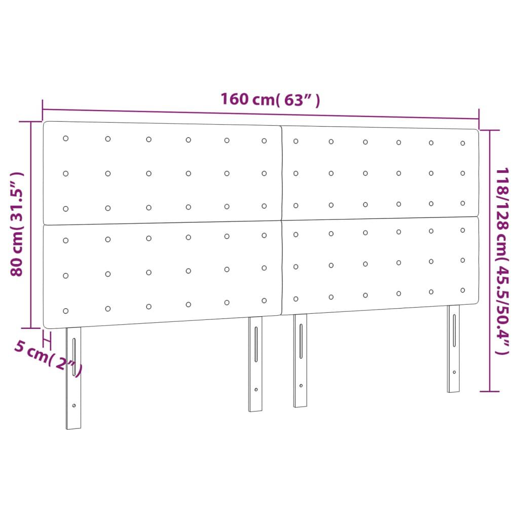 vidaXL Κεφαλάρια Κρεβατιού 4 τεμ. Μαύρα 80 x 5 x 78/88 εκ. Βελούδινο