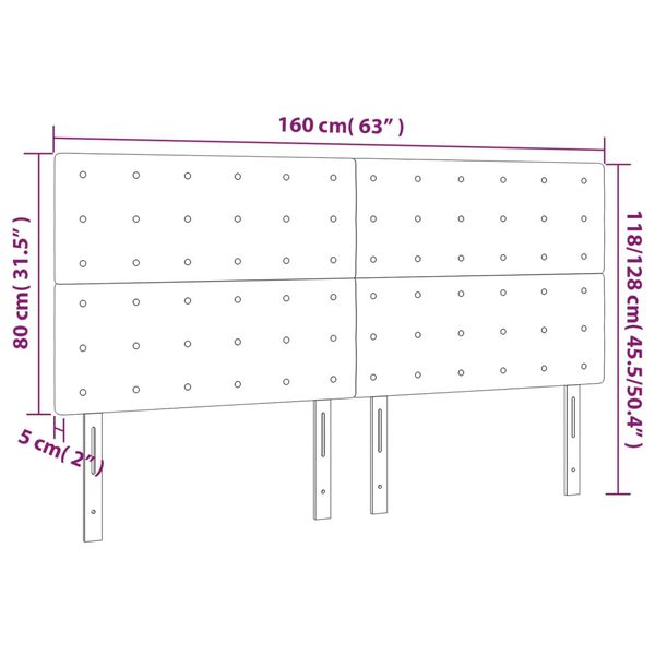 vidaXL Κεφαλάρια Κρεβατιού 4 τεμ. Μαύρα 80 x 5 x 78/88 εκ. Βελούδινο