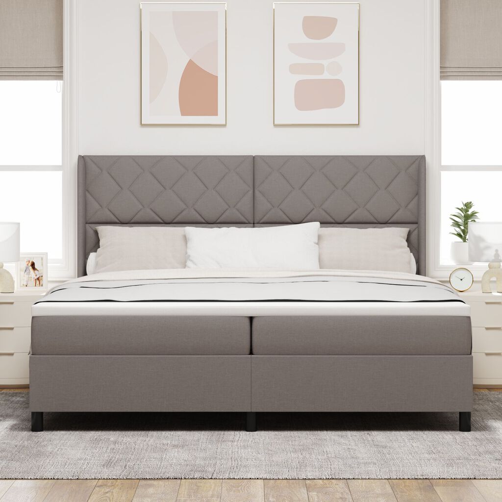 vidaXL Κρεβάτι Box Spring με Στρώμα Taupe 200x200 εκ Υφάσματος
