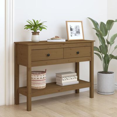 vidaXL Τραπέζι κονσόλα Καφέ μελί 100x35x75 εκ. Μασίφ Ξύλο Πεύκου