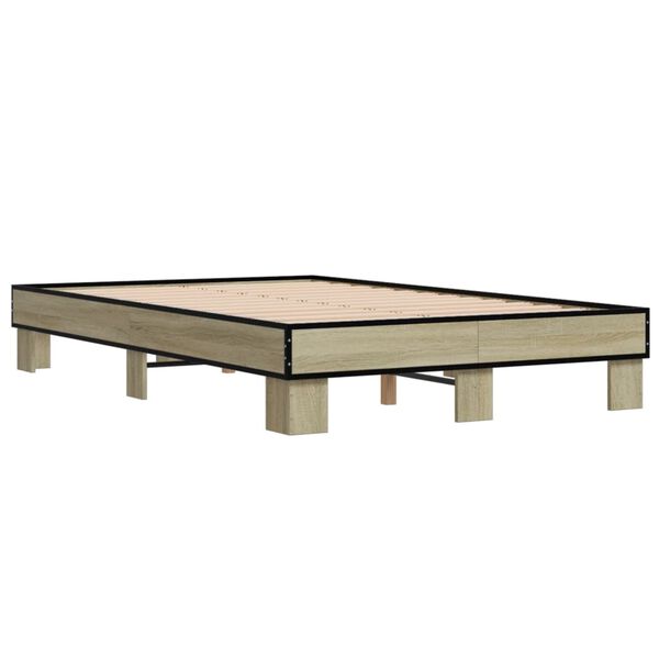vidaXL Πλαίσιο Κρεβατιού Sonoma Δρυς 120x200 εκ. Επεξ. Ξύλο & Μέταλλο