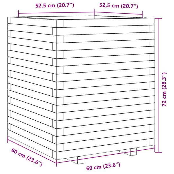 vidaXL Ζαρντινιέρα Κήπου Λευκή 60x60x72 εκ. από Μασίφ Ξύλο Πεύκου