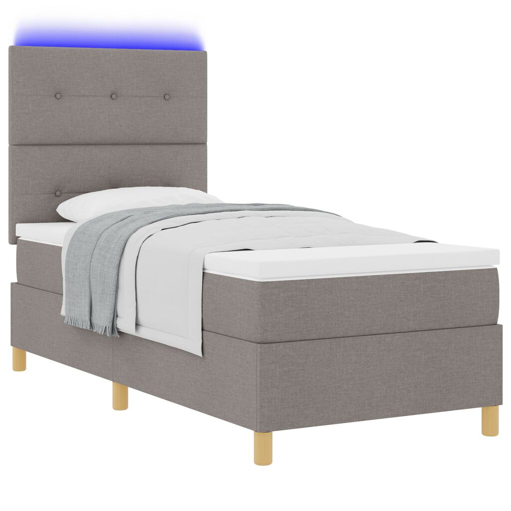 vidaXL Κρεβάτι με Στρώμα & LED Ταπέτο 100x200 εκ. Υφάσμα